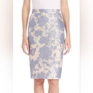 🆕️ 💙Escada💙 - "Ravu" Blue/Cream Floral Silk/Cotton Pencil Skirt